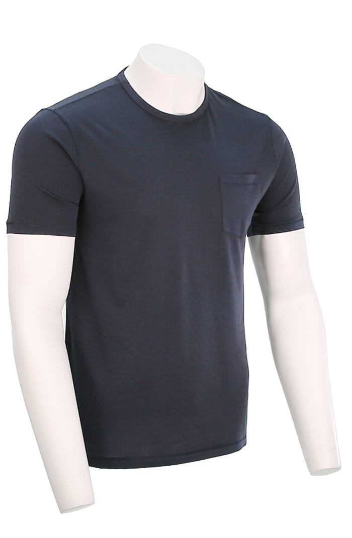 John Varvatos Bond Men’s Navy Short Sleeve Burnout Crew T-Shirt Side Angle Bond