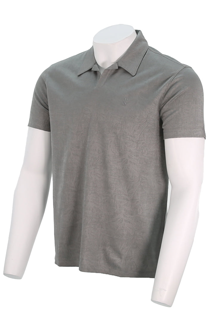 John Varvatos Hague S/S Polo For Men In Flat Grey Anged View - Mondo Uomo