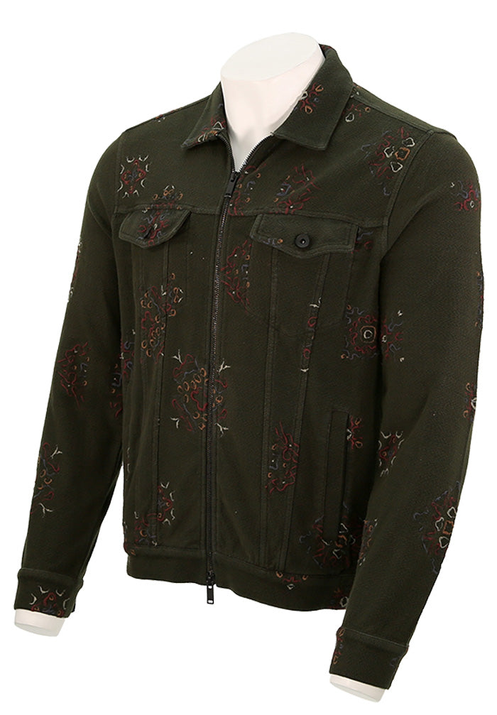 John Varvatos Anthony Men’s Trucker Jacket in Deep Moss Green ANTHONY K6889S25-CNP16B