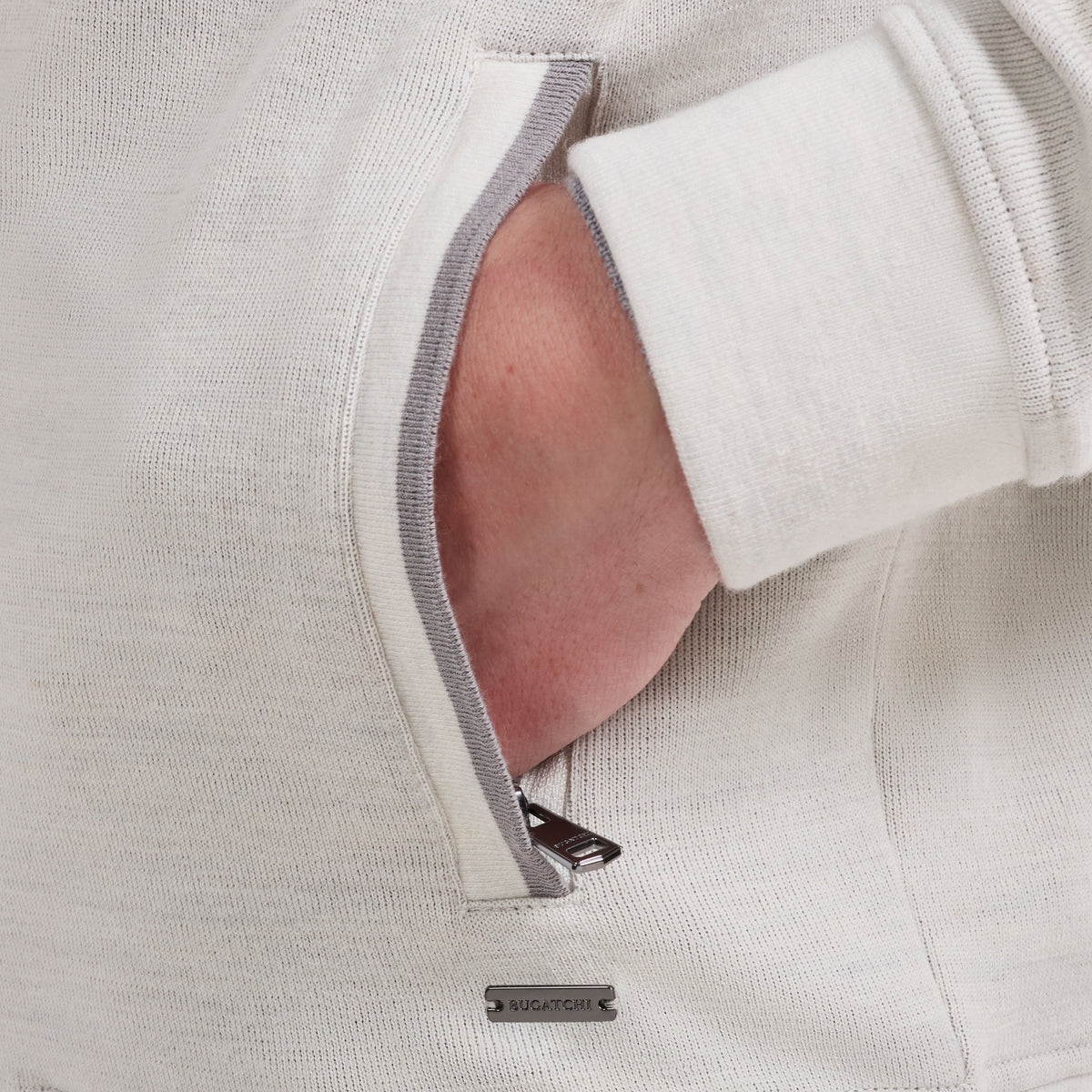 Bugatchi L/S Full-Zip Hoodie, Chalk – view 5
