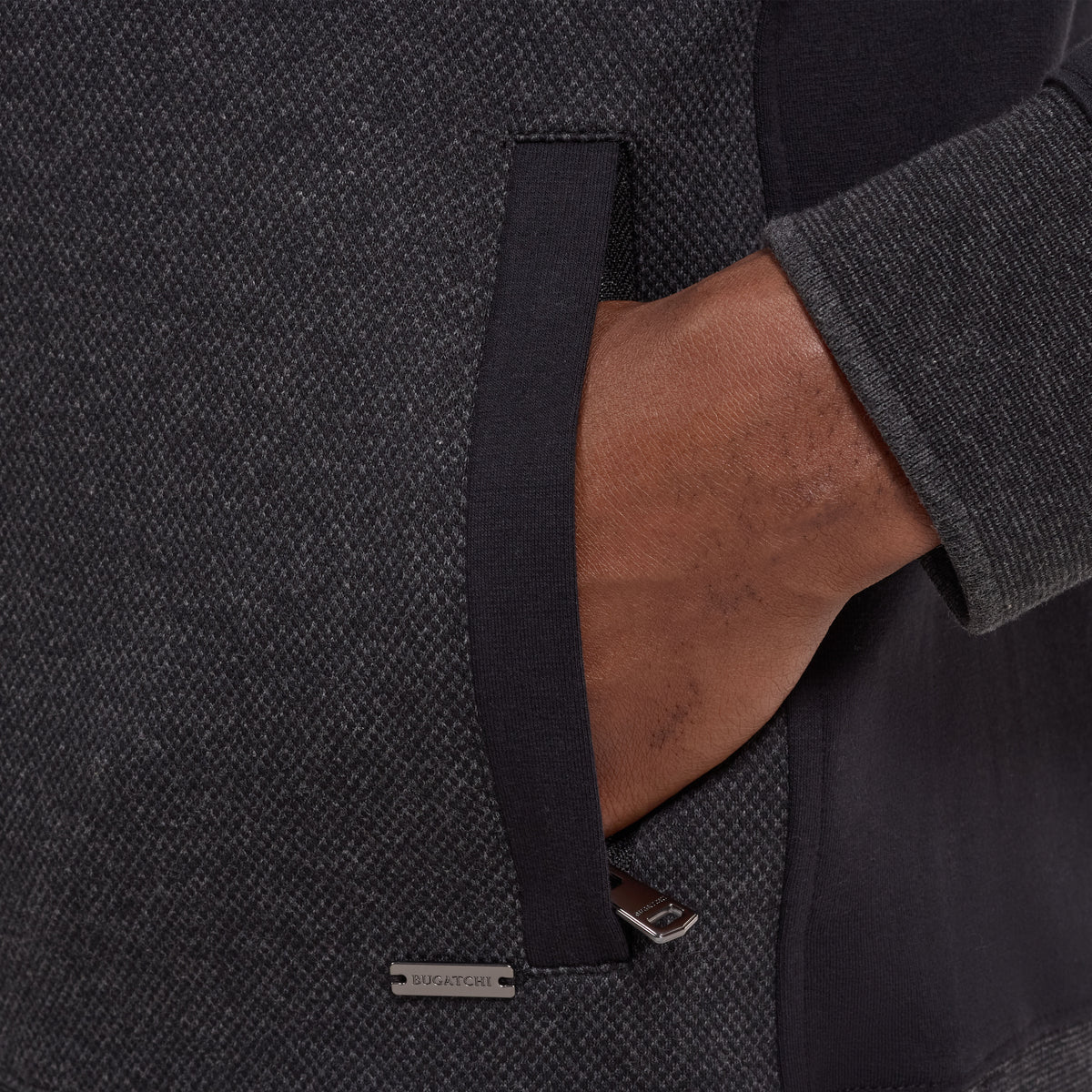 Bugatchi L/S Quarter-Zip Knit, Black – view 5
