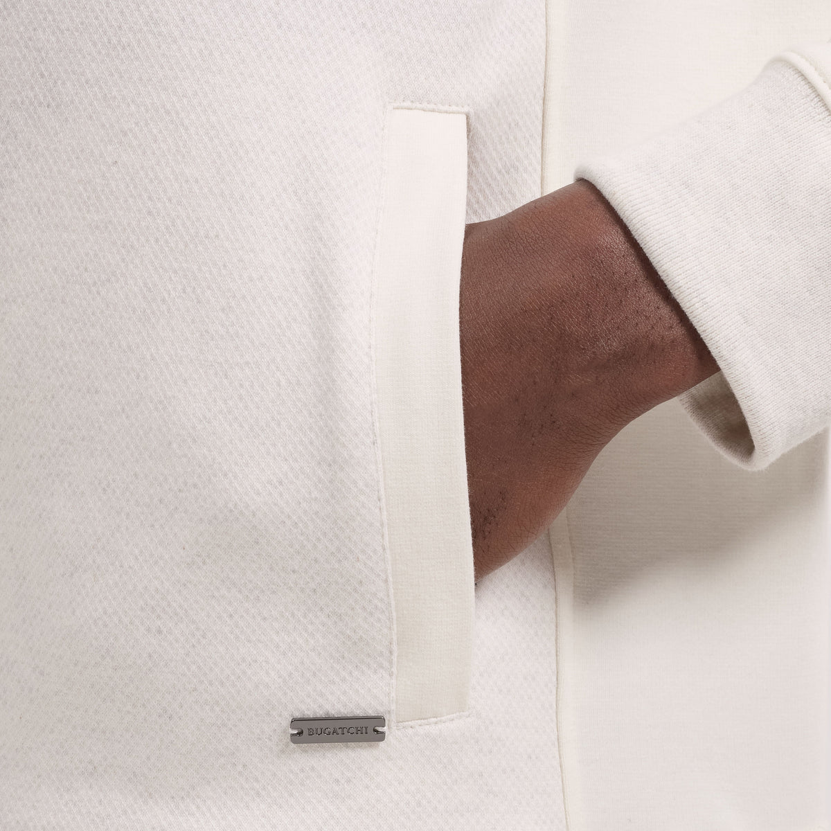 Bugatchi L/S Quarter-Zip Knit, Chalk – view 5
