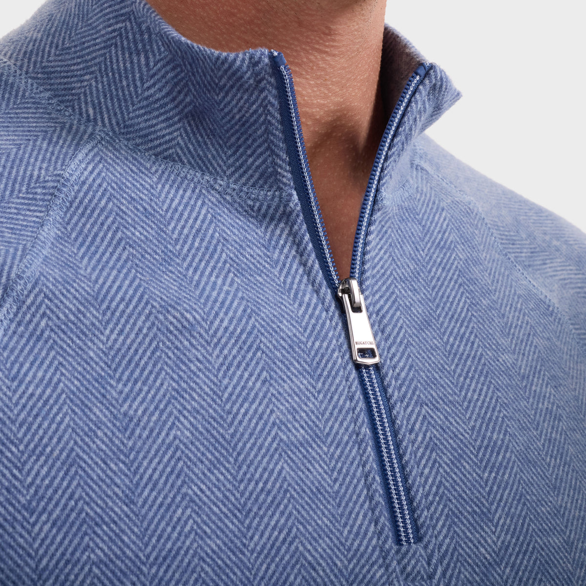 Bugatchi L/S Quarter-Zip Knit, Marine Blue – view 4