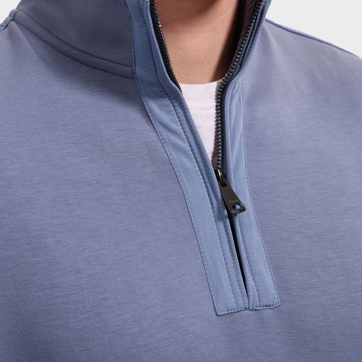 Bugatchi Soft Touch Quarter-Zip Knit, Steel – view 4