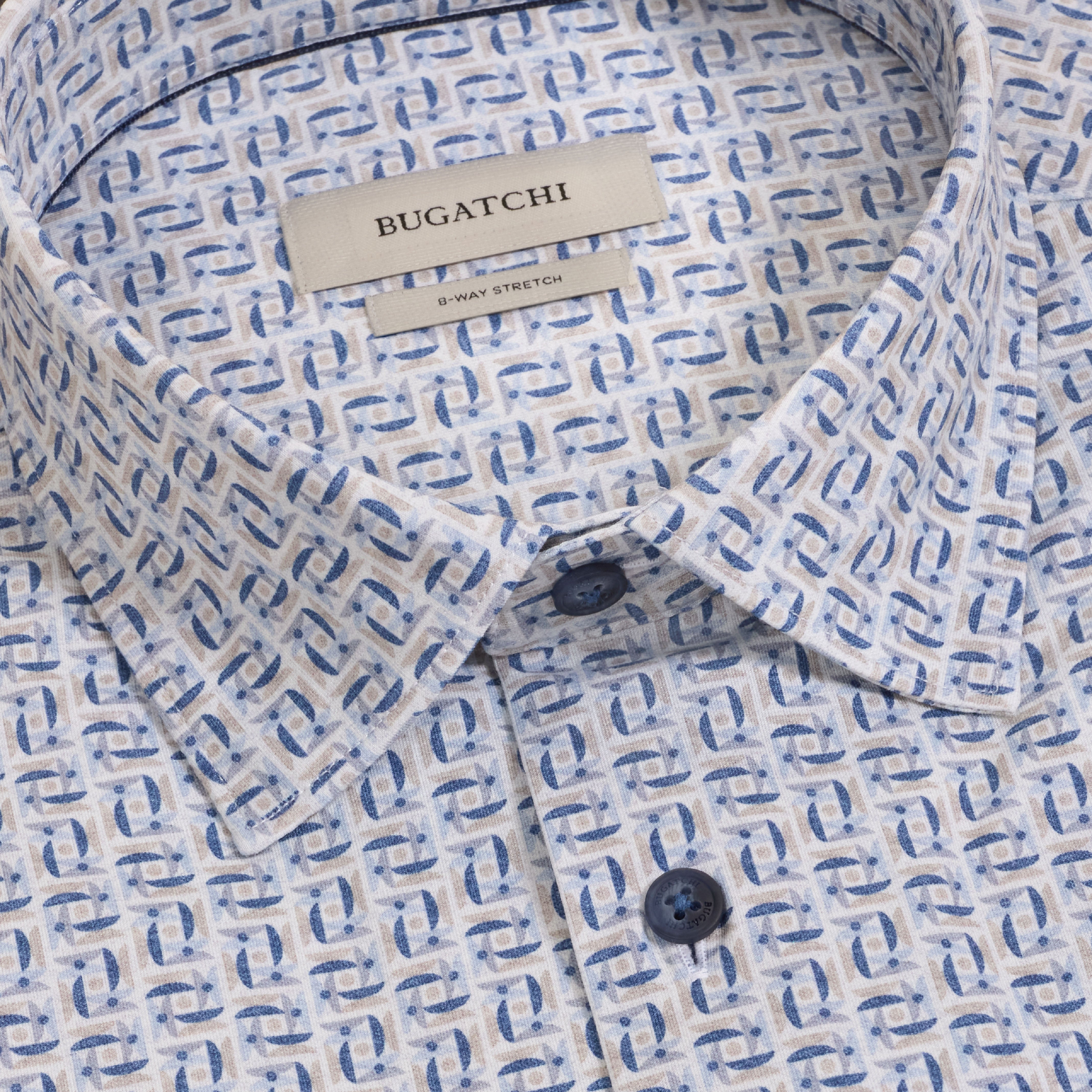 Bugatchi Ooohcotton S/S Miles Shirt, Marine Blue – view 2