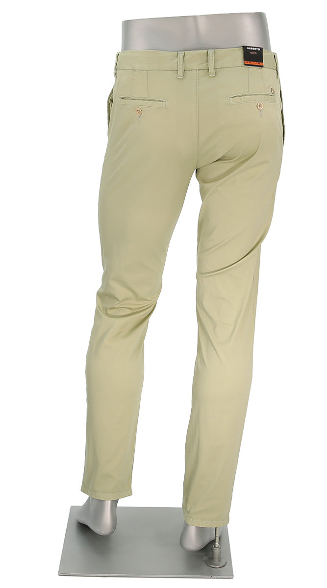 Alberto Men's Super Light Cotton Pants In Sand Back View - Mondo Uomo
