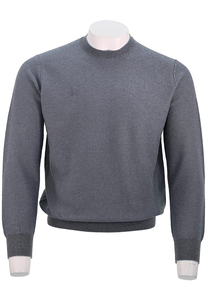 VINCE GEO JACQUARD L/S CREW, Parlor Blue/Grey
