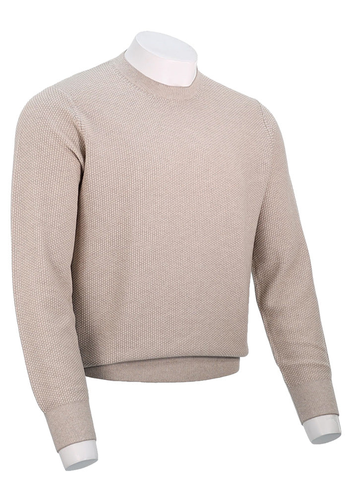 VINCE GEO JACQUARD L/S CREW, Khaki/Cream