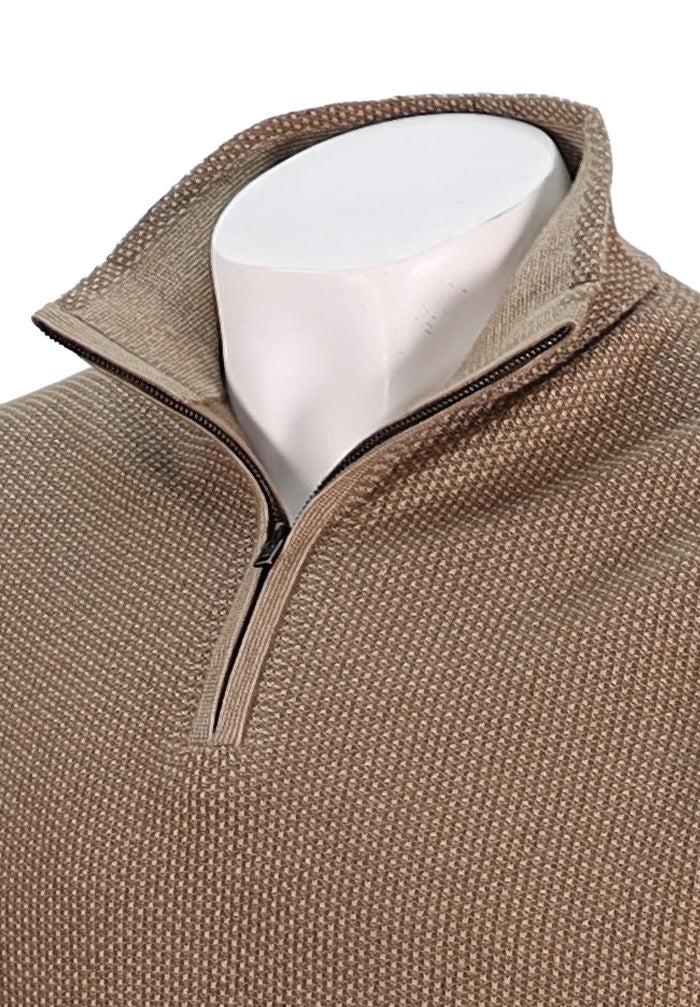 VINCE GEO JACQUARD L/S QUARTER ZIP, River/Sand