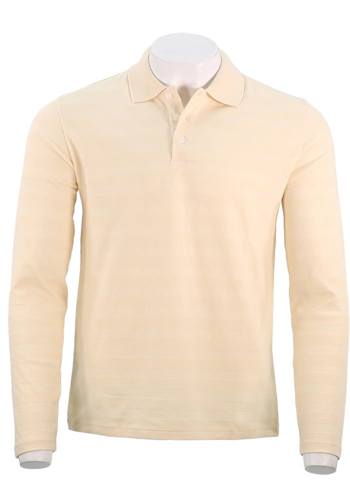 Vince Jacquard L/S Striped Polo, Cream
