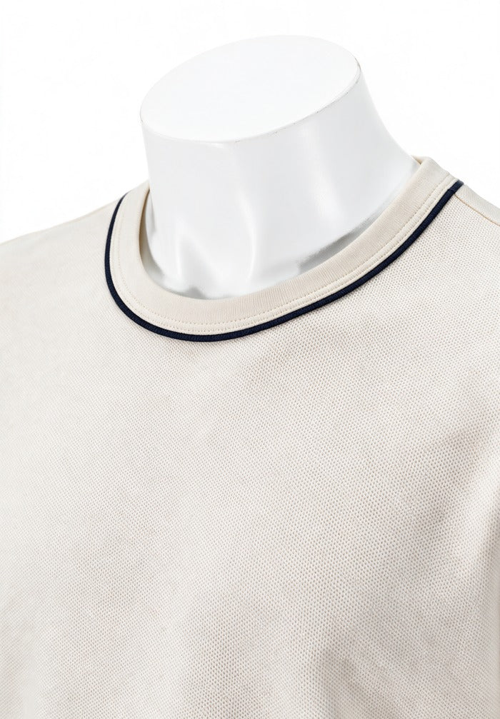 Vince Tipped Pima Cotton Piqué T-Shirt, Blanco – view 2