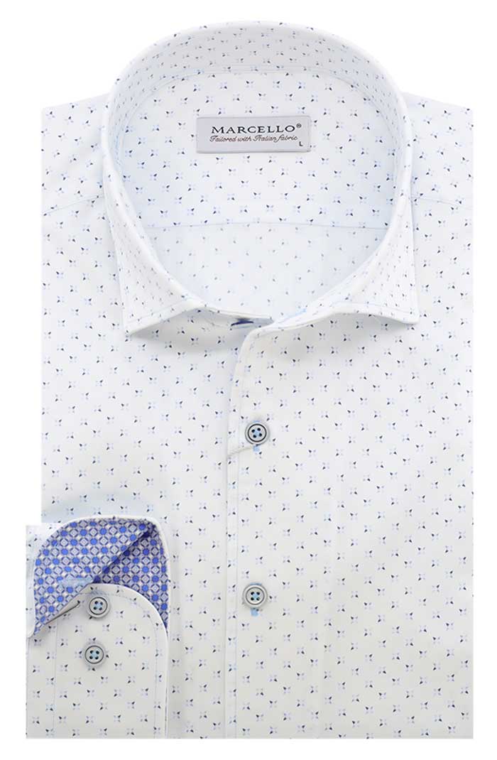Marcello L/S Pattern Shirt, Sky
