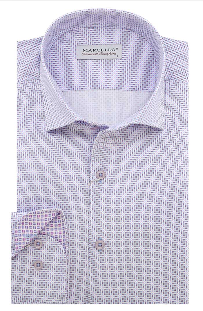 Marcello L/S Pattern Shirt, Plum