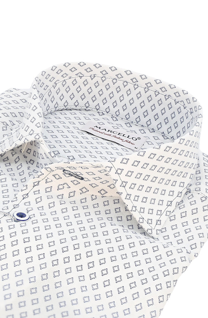 Marcello L/S Pattern Shirt, White