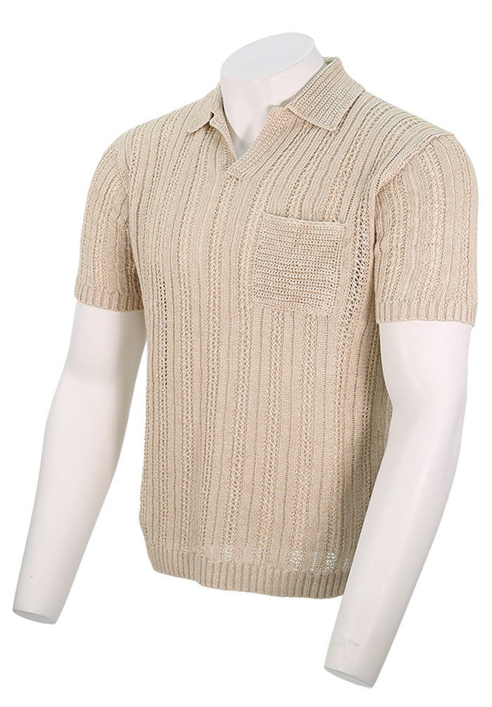 John Varvatos Odin Sweater Polo For Men In Linen - Odin L/S Y2317S25-CGA1B