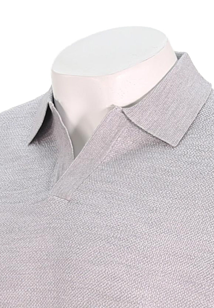 Patrick Assaraf Short Sleeve Johnny Collar, Frost Grey