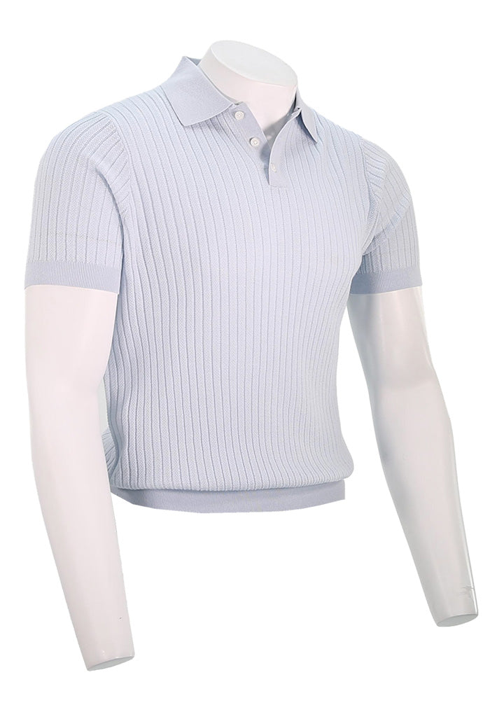 Patrick Assaraf Short Sleeve Polo, Pale Blue