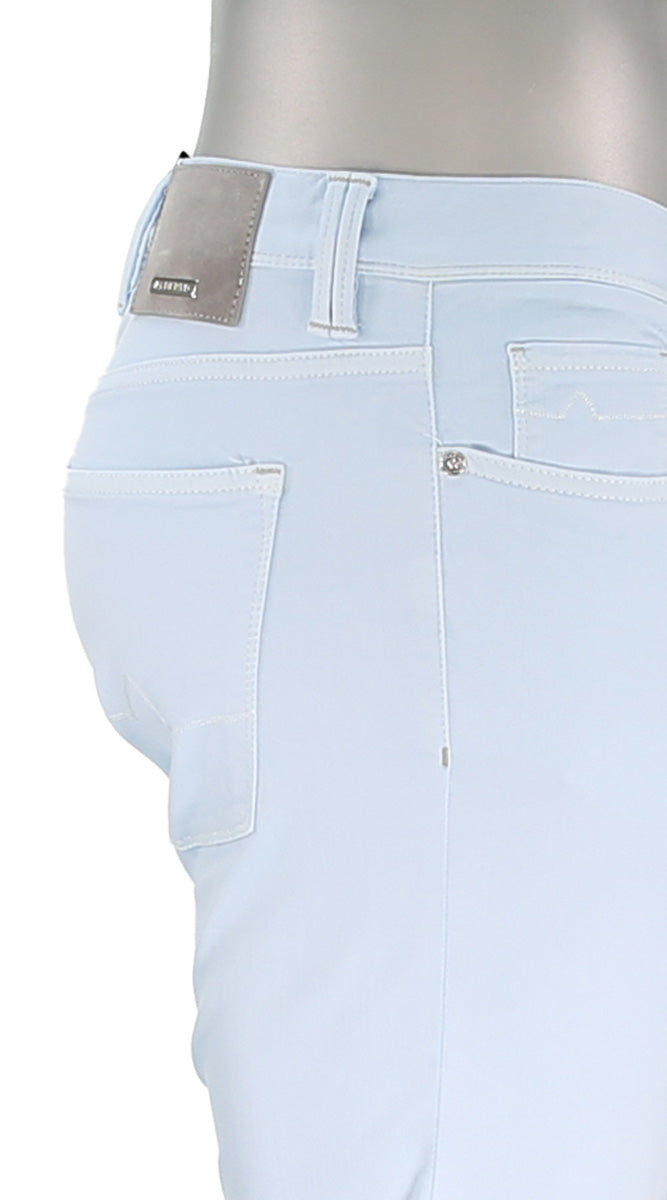 Alberto Men's Pipe Stretch Colored Denim In Light Sky Blue Close Up