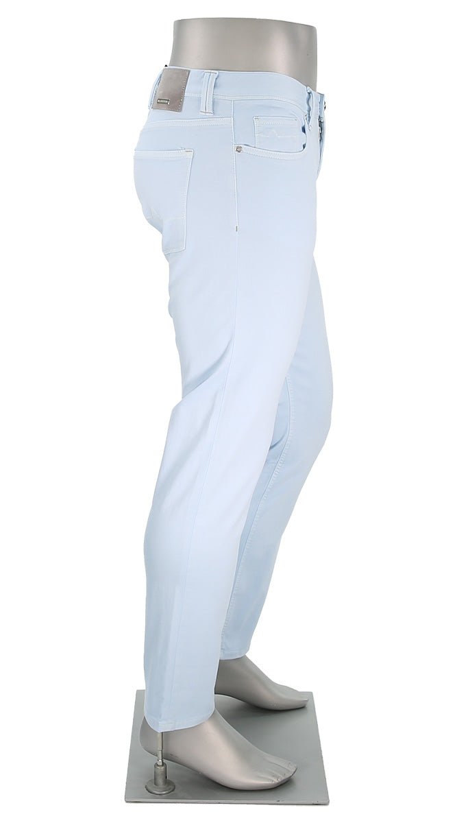 Alberto Men's Pipe Stretch Colored Jeans In Light Sky Blue Side View