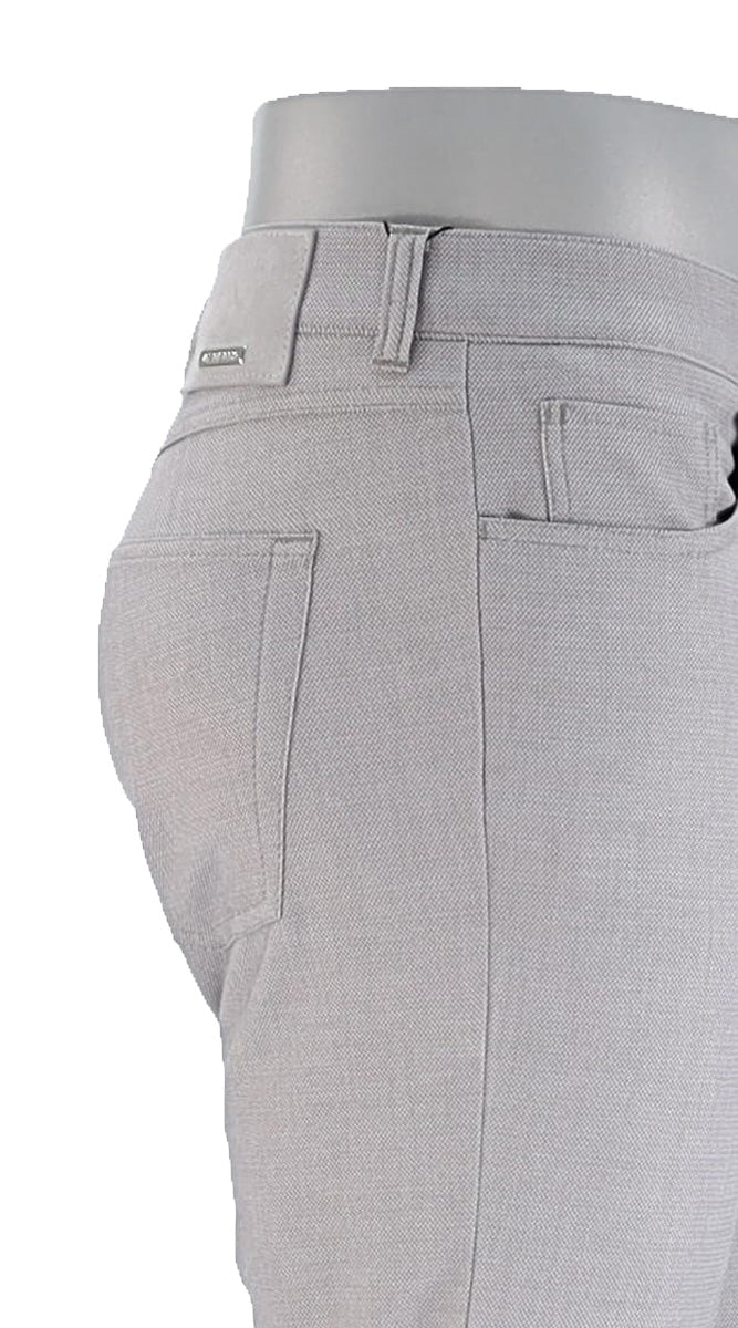 Alberto Pipe Ceramica Men’s Light Grey Two-Tone Slim Fit Pants Close Up P1942-945