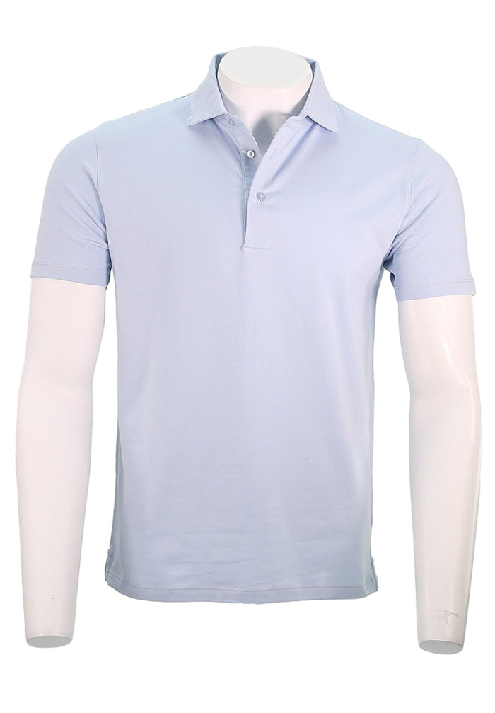 Patrick Assaraf Short Sleeve Cotton Polo, Blue Ice