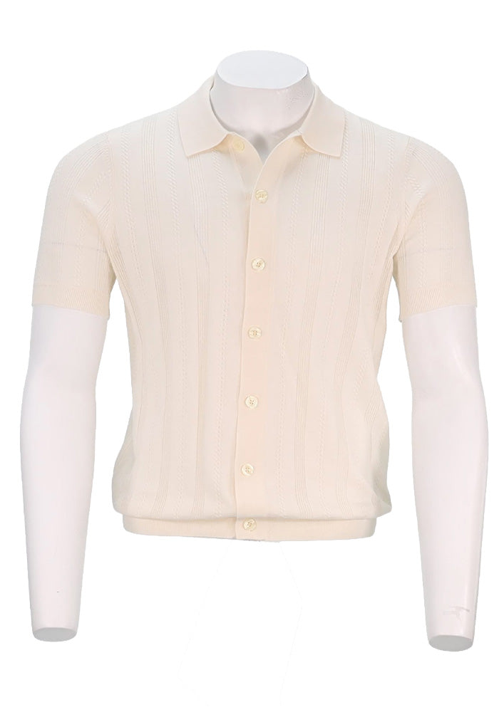 Patrick Assaraf Short Sleeve Textured Shirt, Off White