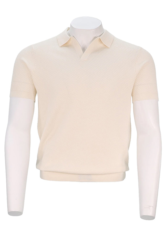 Patrick Assaraf S/S Johnny Collar Polo, Off White
