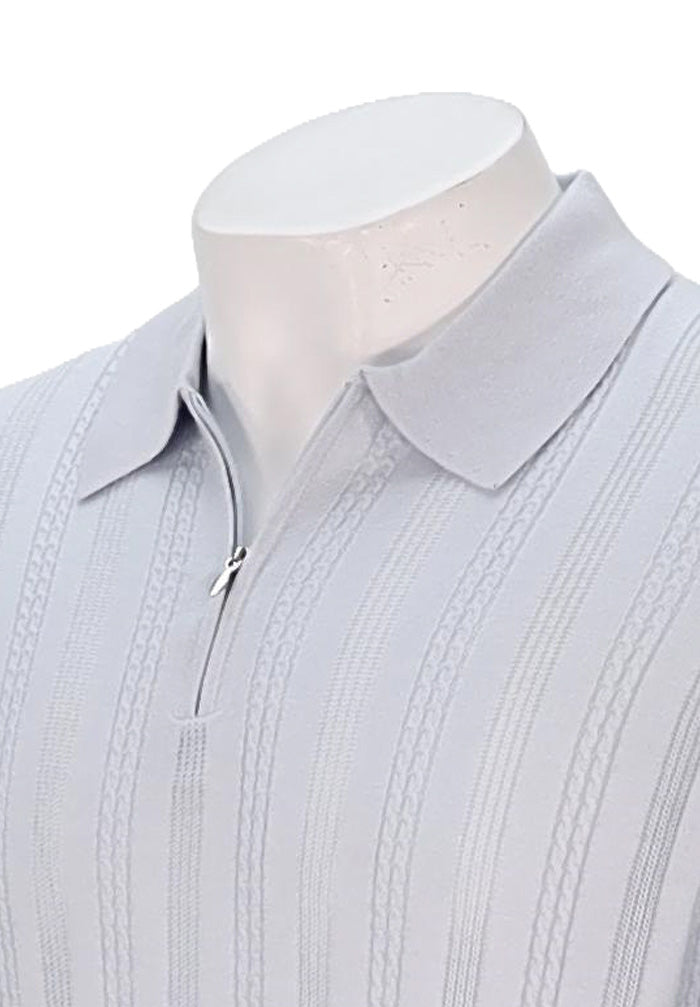 Patrick Assaraf S/S 1/4 Zip Polo, Pale Blue