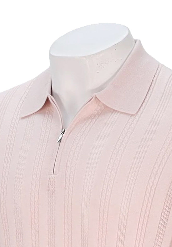 Patrick Assaraf S/S 1/4 Zip Polo, Tulip