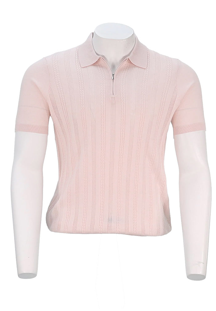 Patrick Assaraf S/S 1/4 Zip Polo, Tulip