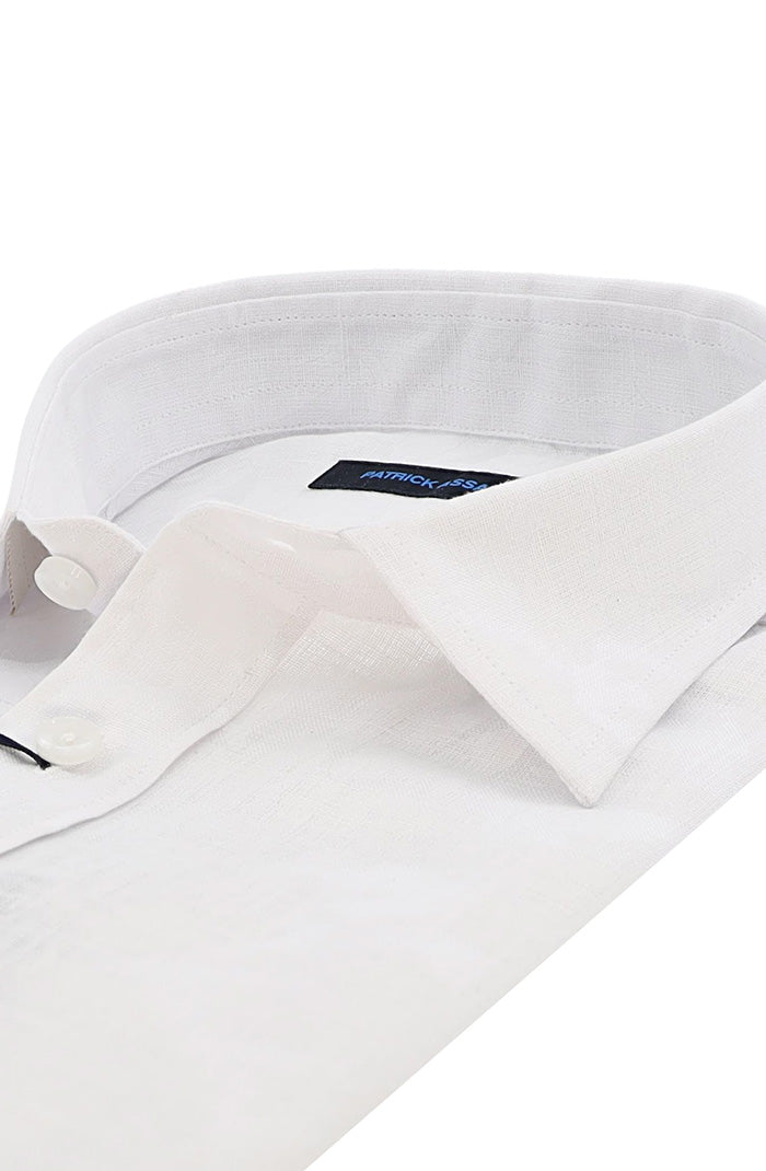 Patrick Assaraf Short Sleeve Linen Shirt, White