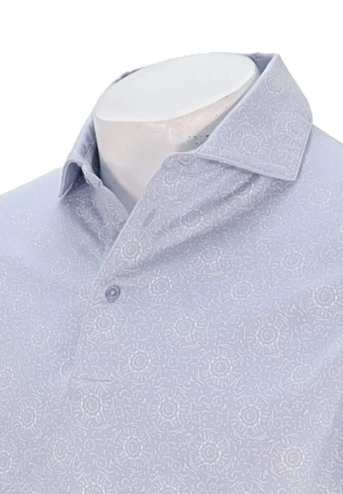 Patrick Assaraf S/S Print Polo, Blue Ice