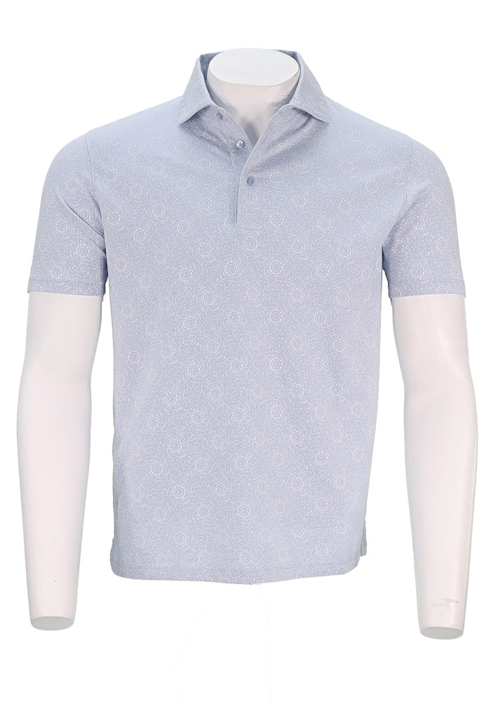 Patrick Assaraf S/S Print Polo, Blue Ice