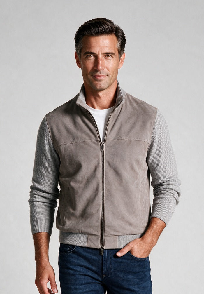 Paul & Shark Full Zip Sweater, Grey — model detail