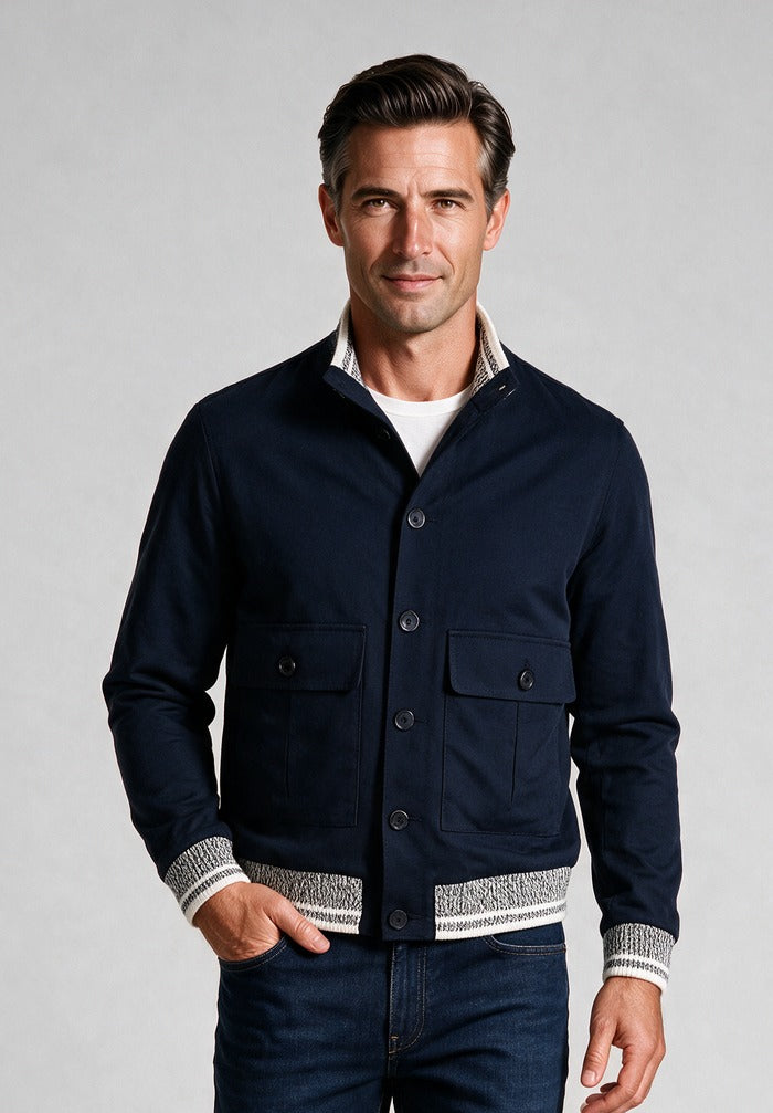 Paul & Shark Full Button Bomber, Navy — model detail