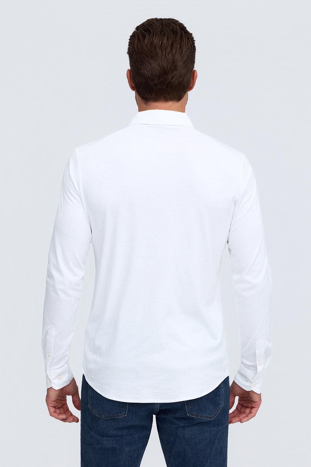 Raffi Aqua Cotton Marquee Shirt in White – back view #Color_White