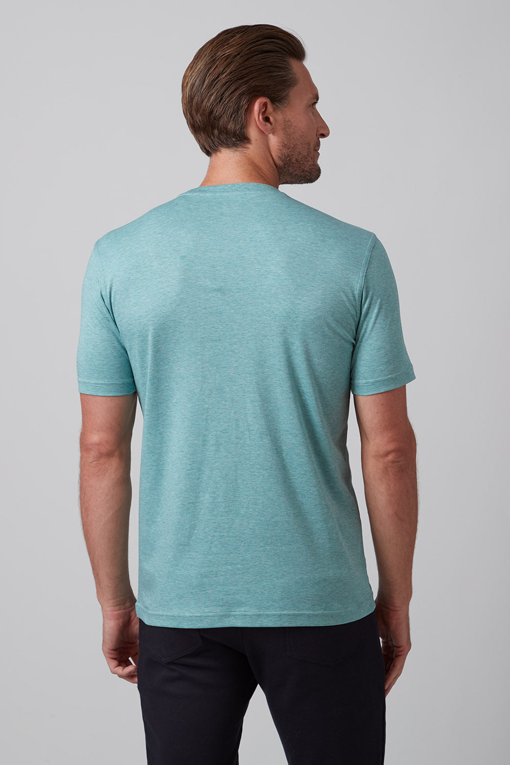 Raffi Aqua Cotton Lafayette Crew Neck Tee in Seaglass – view 3 #Color_Seaglass