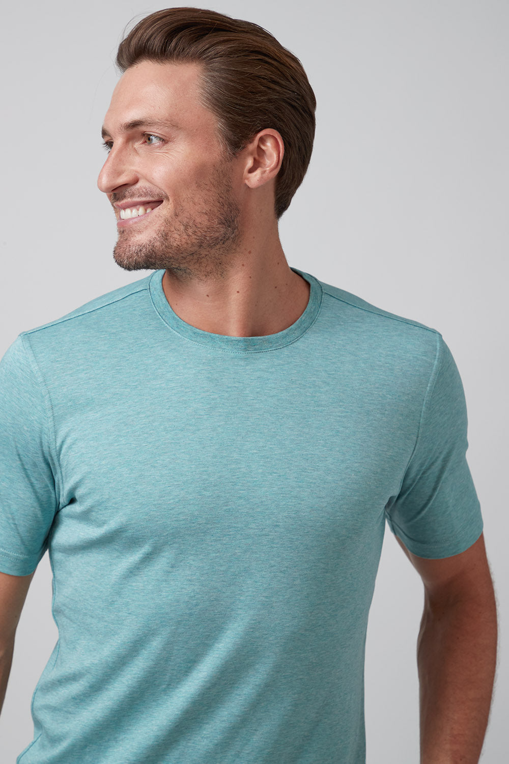 Raffi Aqua Cotton Lafayette Crew Neck Tee in Seaglass – view 2 #Color_Seaglass