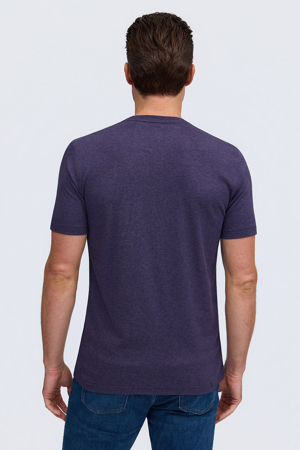 Raffi Aqua Cotton Lafayette Crew Neck Tee in Eggplant – view 2 #Color_Eggplant