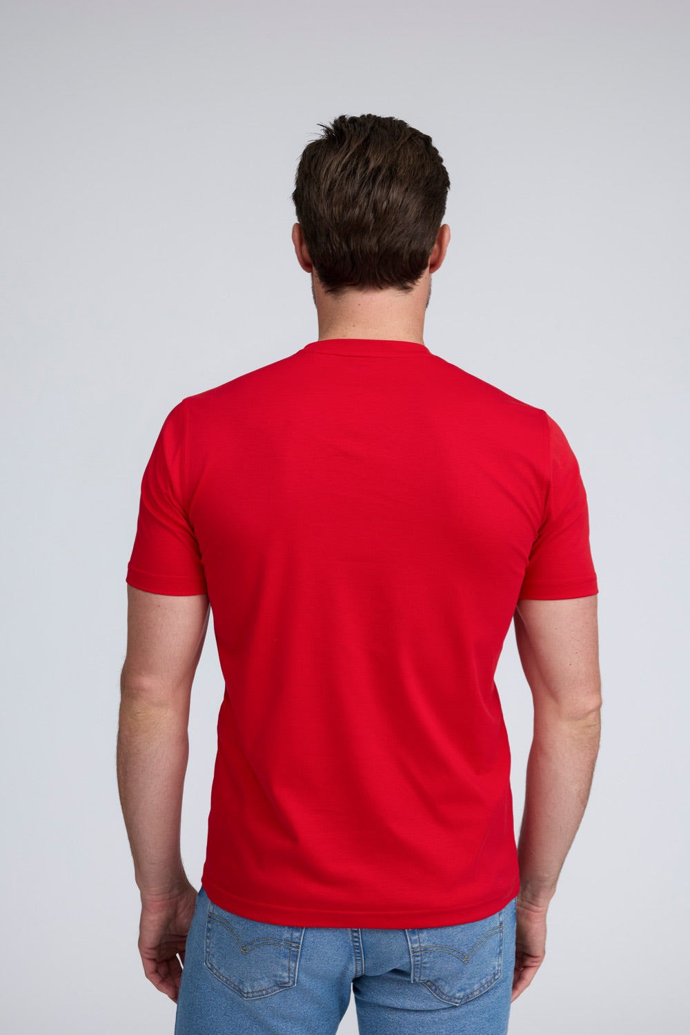 Raffi Aqua Cotton Lafayette Crew Neck Tee in Red – view 2 #Color_Red
