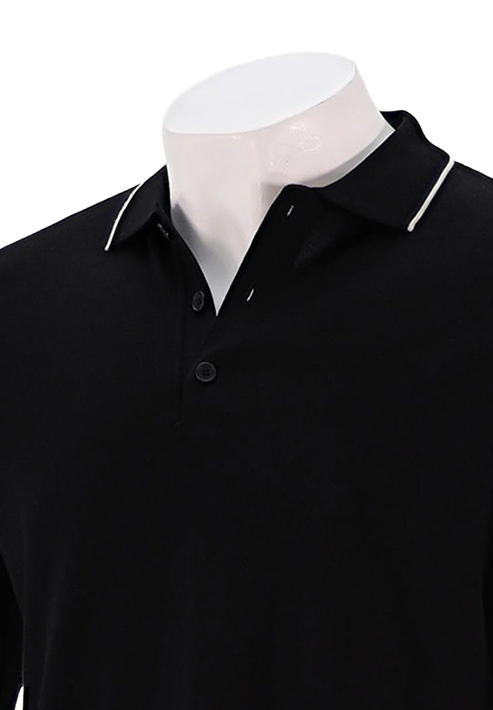 St. Croix Short Sleeve Silk Cotton Polo, BLACK