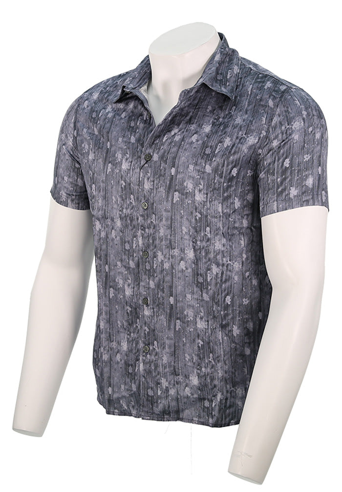 John Varvatos Sean Men's S/S Shirt in Black Grey Side View Sean S/S