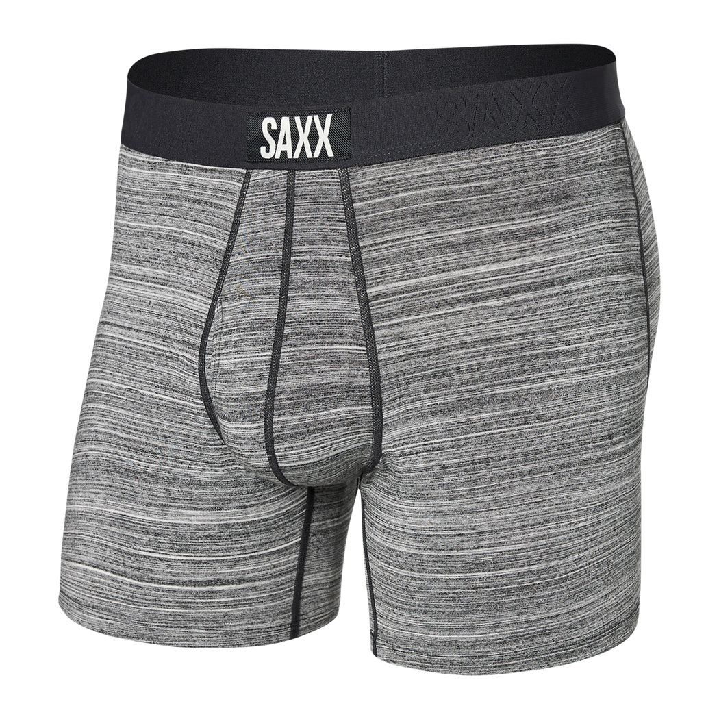 Saxx Ultra Men’s Boxer Briefs in Grey Heather with Relaxed Fit and Moisture-Wicking Fabric – Mondo Uomo