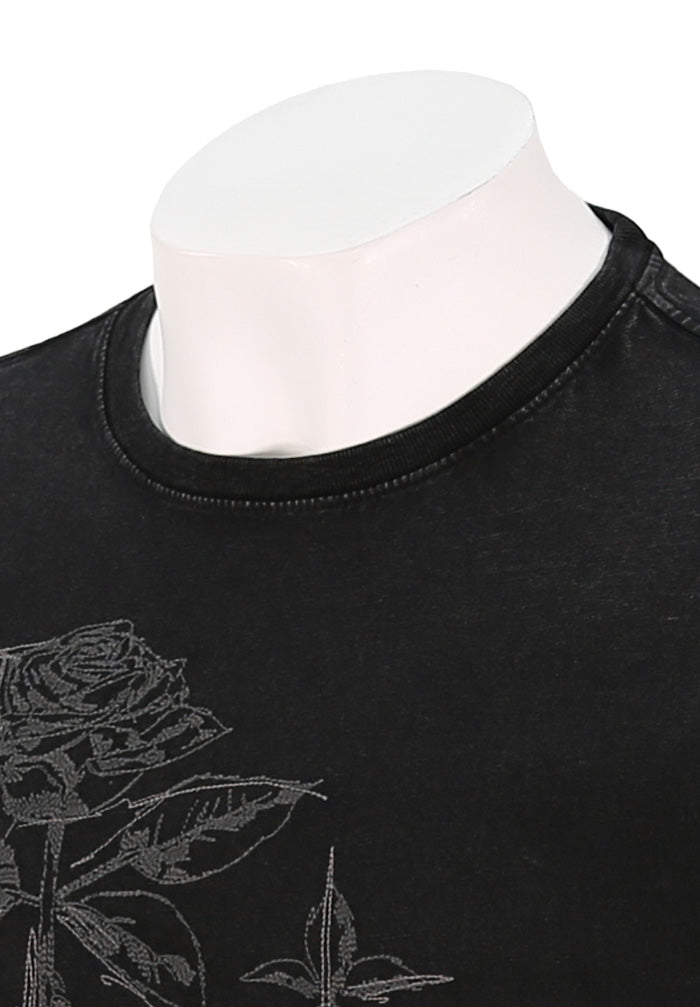 John Varvatos Men’s S/S Crew T-Shirt in Black Close Up