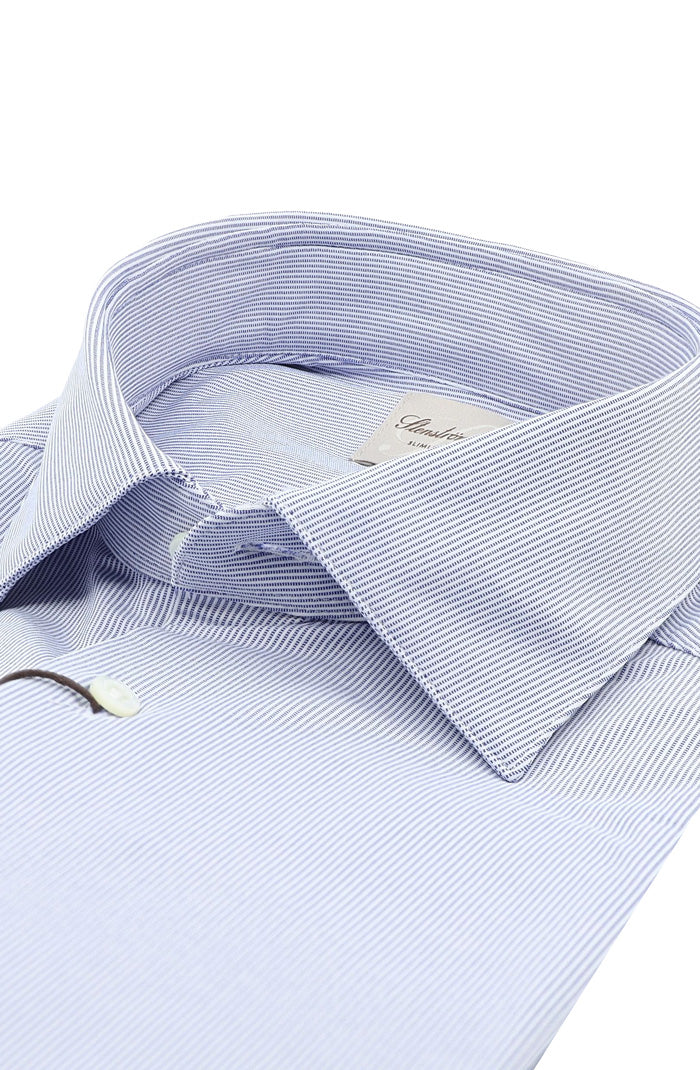 Stenstroms Striped Stretch Shirt, Dark Blue