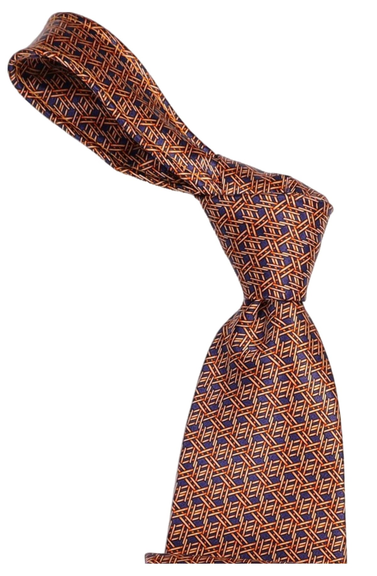 Italo Ferretti Silk Tie, Bronze Navy Cube Neat