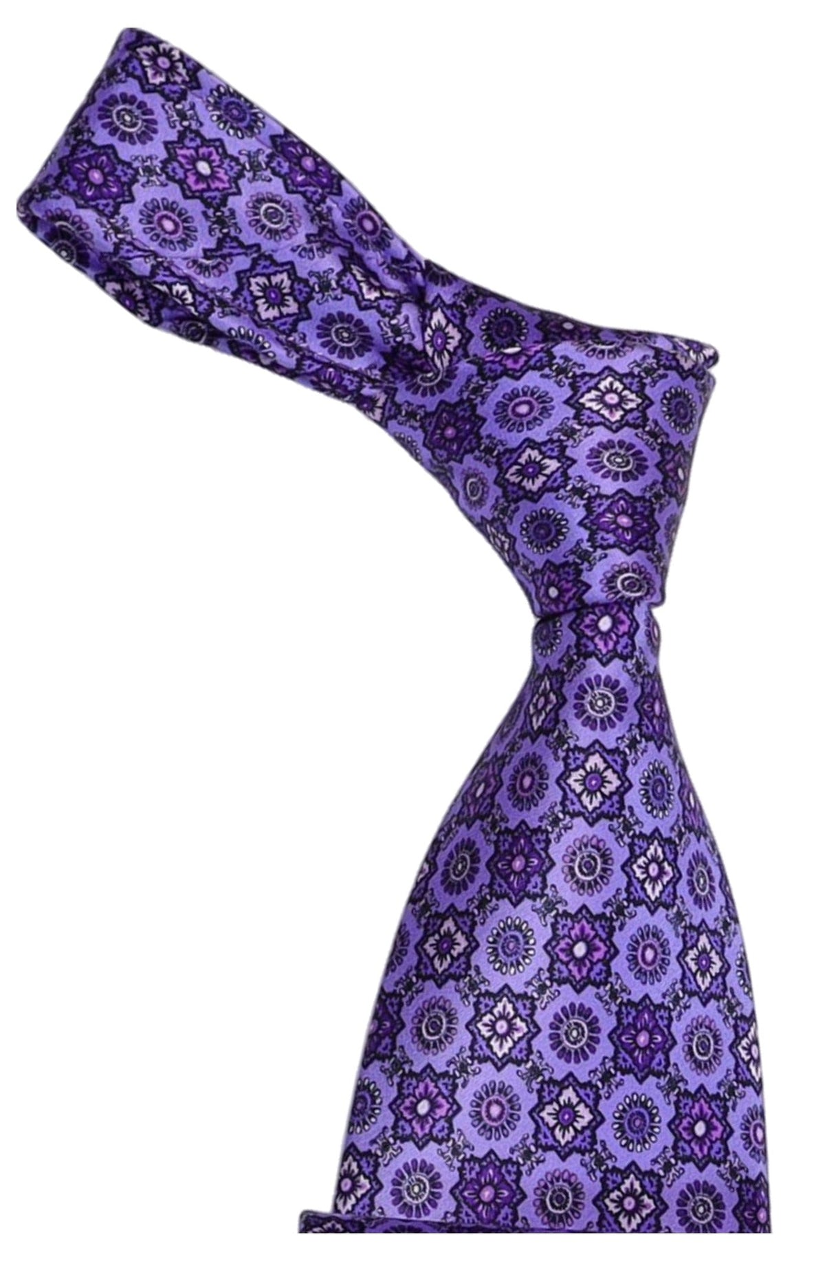 Italo Ferretti Silk Tie, Purple Lavender Medallion