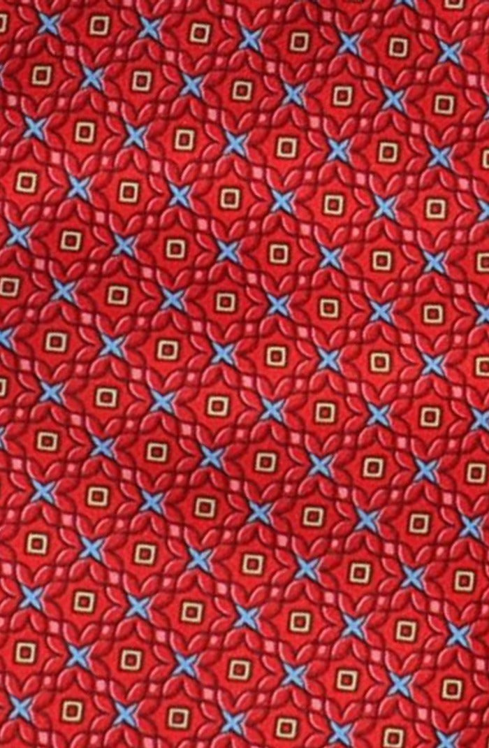 Italo Ferretti Silk Tie, Red Blue Diamond Neat
