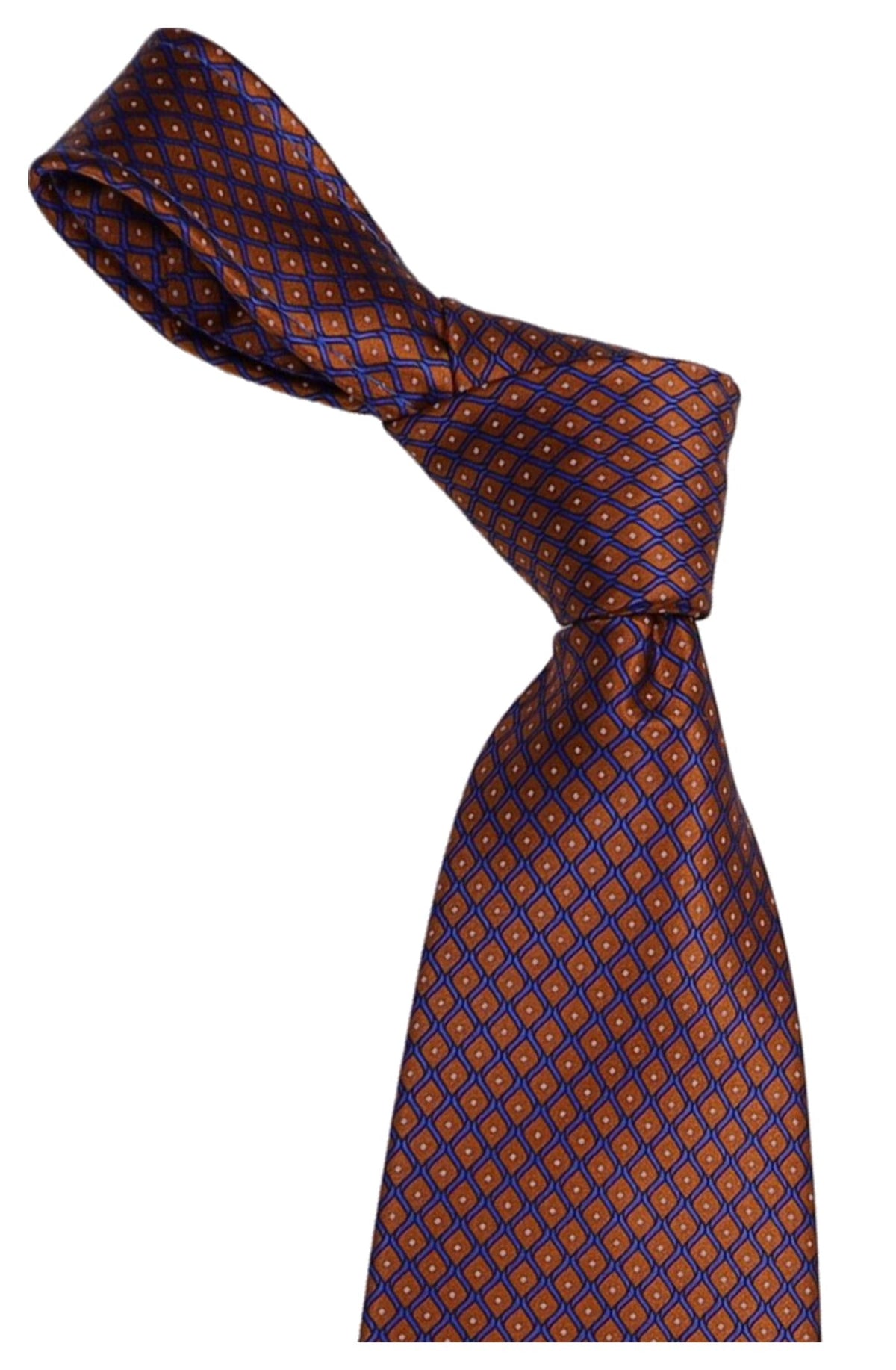 Italo Ferretti Silk Tie, Burgundy Blue Lattice Neat