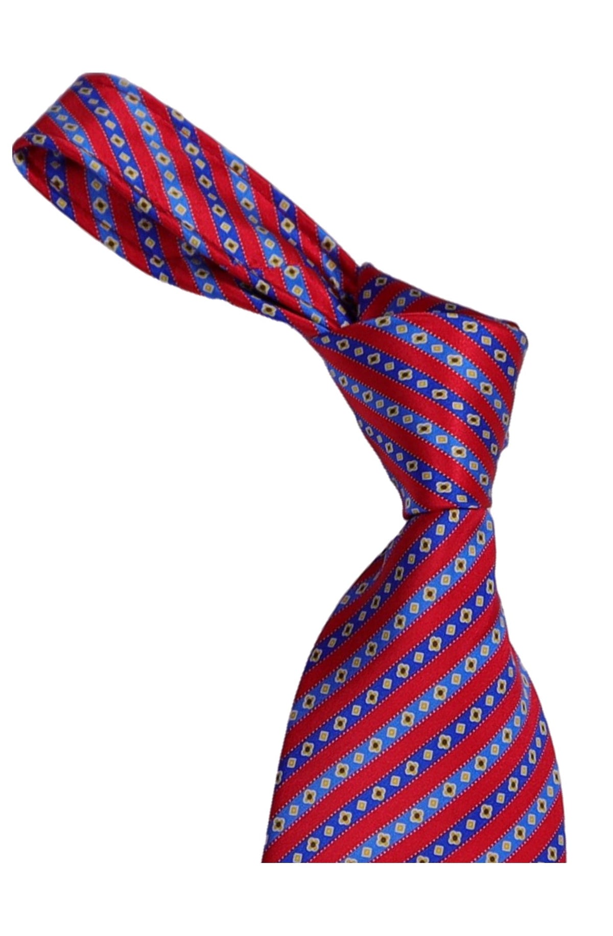 Italo Ferretti Silk Tie, Red Blue Geometric Stripe